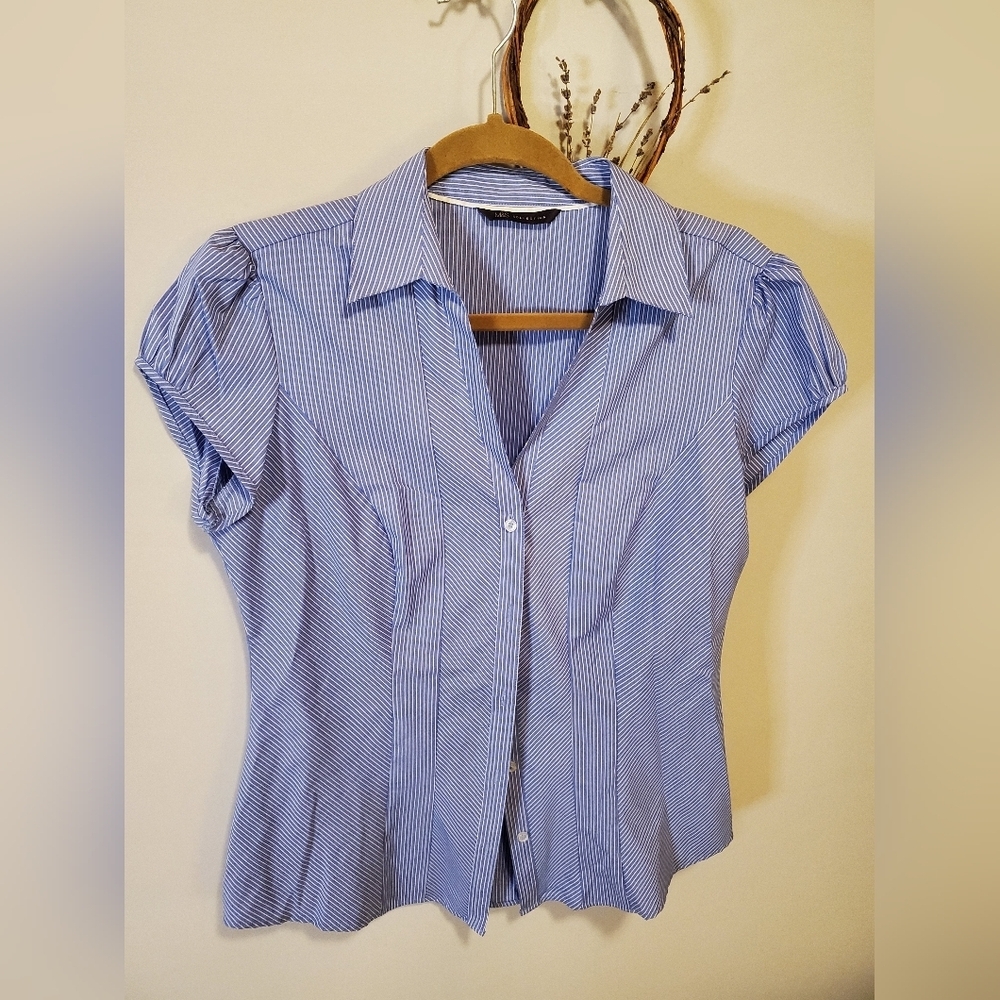 M&S Collection Blue Striped Women's Top